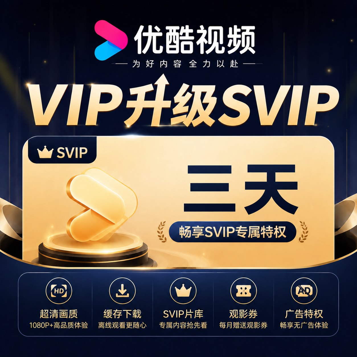 【自动充值】优酷视频-VIP升级SVIP3天