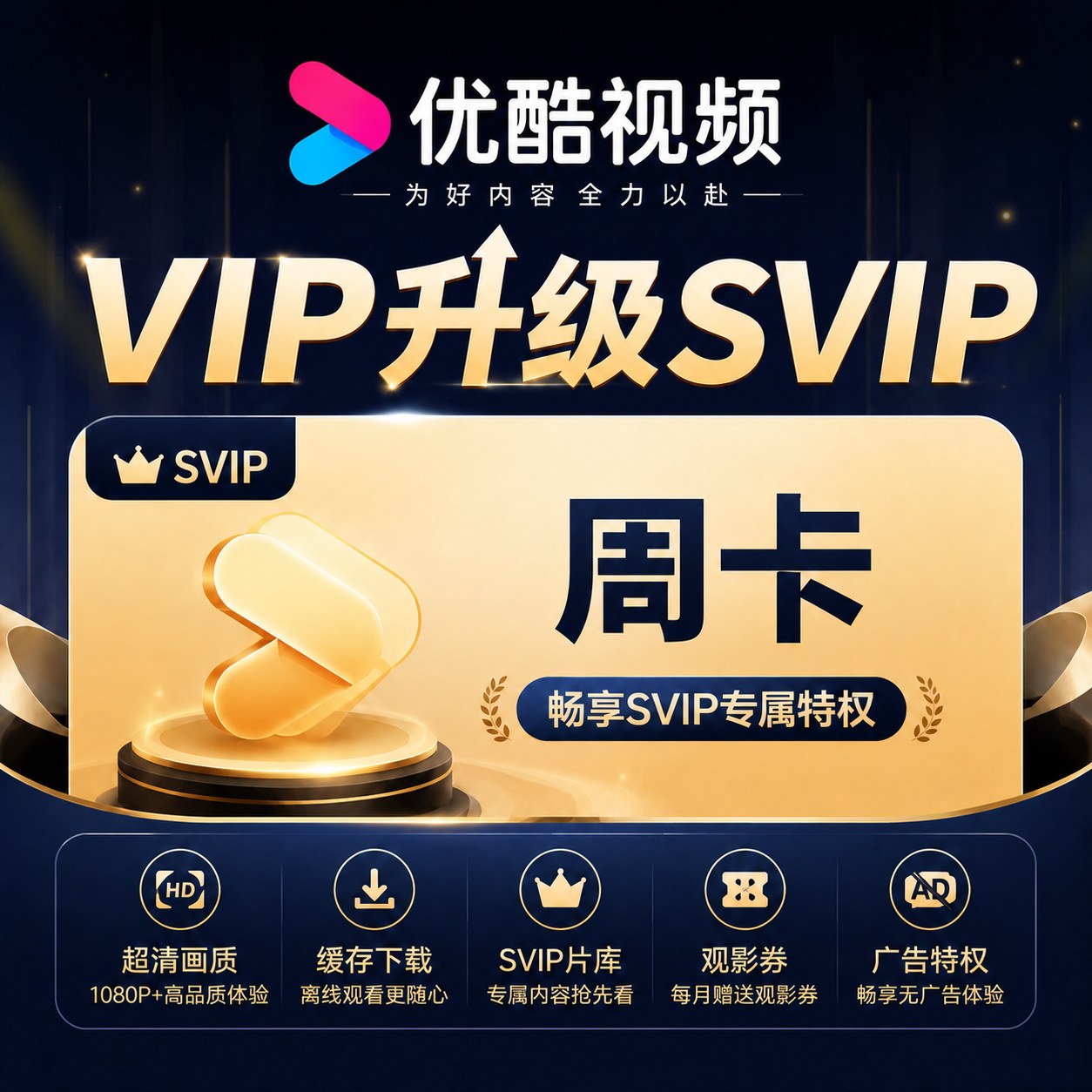 【自动充值】优酷视频-VIP升级SVIP7天